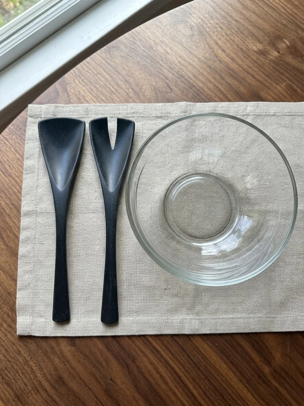 Vintage Anchor Hocking Black Plastic Salad Servers MCM 1960s